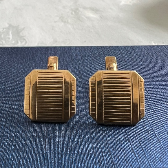 Retro SWANK Gold Tone Cuff Links - Picture 1 of 7